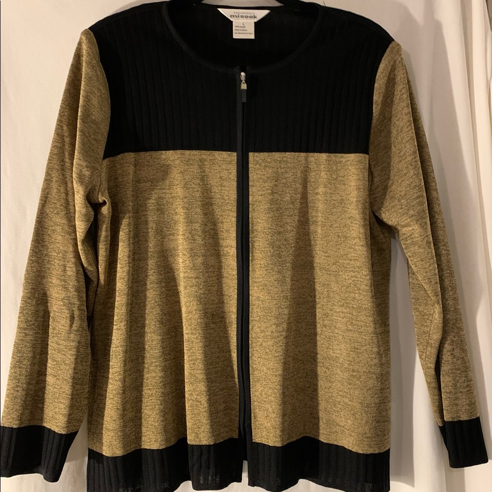EXCLUSIVELY MISOOK Black Oatmeal Zip up Cardigan Jacket Large